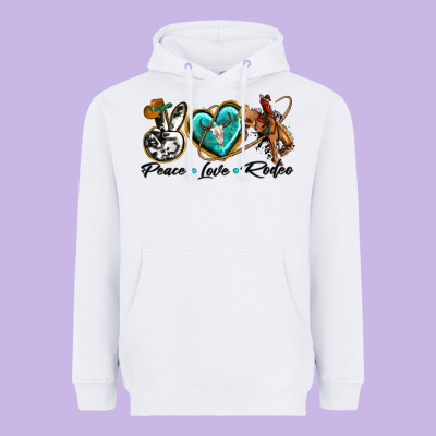 Peace Love Rodeo Heavyweight Hoodie Designed By Texasbilliewilder