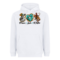 White peace love rodeo Heavyweight Hoodie - texasbilliewilder