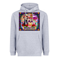 Heather Grey dia de los muertos Heavyweight Hoodie - Zillion Design Studio
