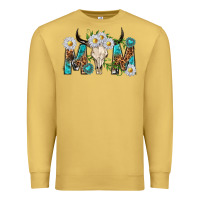 Antique Gold mom with bull skull Premium Sweatshirt - texasbilliewilder