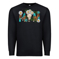 Black mom with bull skull Premium Sweatshirt - texasbilliewilder