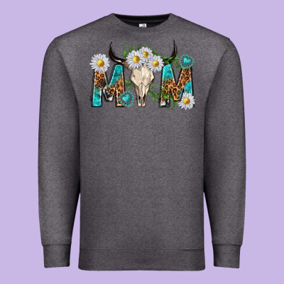 Mom With Bull Skull Premium Sweatshirt Designed By Texasbilliewilder
