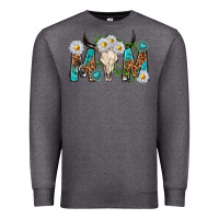 Charcoal Heather mom with bull skull Premium Sweatshirt - texasbilliewilder