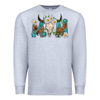 Heather Grey mom with bull skull Premium Sweatshirt - texasbilliewilder