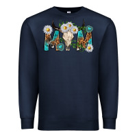 Navy mom with bull skull Premium Sweatshirt - texasbilliewilder