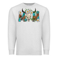 Oatmeal Heather mom with bull skull Premium Sweatshirt - texasbilliewilder