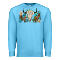 Ocean Blue mom with bull skull Premium Sweatshirt - texasbilliewilder