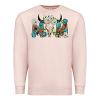 Pale Pink mom with bull skull Premium Sweatshirt - texasbilliewilder