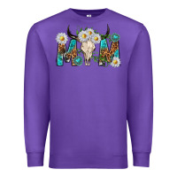 Purple mom with bull skull Premium Sweatshirt - texasbilliewilder