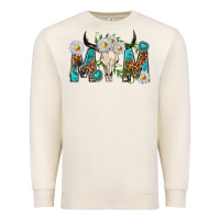 Sandshell mom with bull skull Premium Sweatshirt - texasbilliewilder
