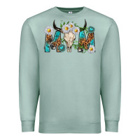 Seafoam mom with bull skull Premium Sweatshirt - texasbilliewilder