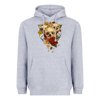 Heather Grey Triangle Flower Skeletons Heavyweight Hoodie - RanaPortraitStore