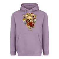 Lavender Triangle Flower Skeletons Heavyweight Hoodie - RanaPortraitStore