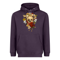 Plum Triangle Flower Skeletons Heavyweight Hoodie - RanaPortraitStore