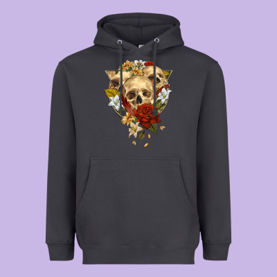 Heavyweight Hoodie Triangle Flower Skeletons