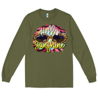 Army Green hello sunshine Long Sleeve Tee - BarkalooDesign