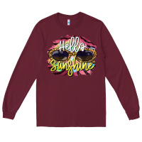 Burgundy hello sunshine Long Sleeve Tee - BarkalooDesign