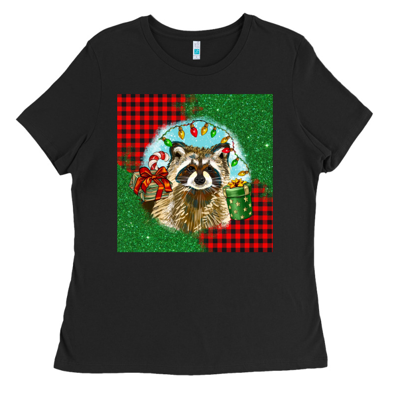 Christmas Raccoon Ladies Tee by BarkalooDesign | Teevron