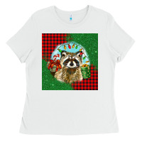 White christmas raccoon Ladies Tee - BarkalooDesign