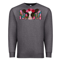 Charcoal Heather mom with cow mothers day Premium Sweatshirt - texasbilliewilder