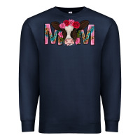 Navy mom with cow mothers day Premium Sweatshirt - texasbilliewilder
