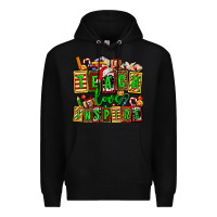 Black teach love inspire with Christmas and teacher elements Premium Hoodie - AdoDesignShop