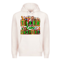 Pale Pink teach love inspire with Christmas and teacher elements Premium Hoodie - AdoDesignShop