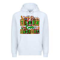 White teach love inspire with Christmas and teacher elements Premium Hoodie - AdoDesignShop