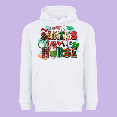 Santa's Favorite Nurse Heavyweight Hoodie Designed By Zillion Design Studio