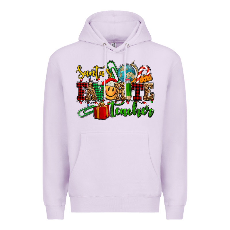 Santa's Favorite Teacher Premium Hoodie by AdoDesignShop | Teevron
