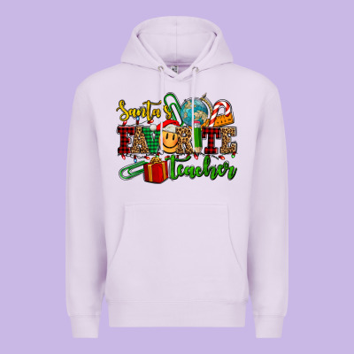 Santa's Favorite Teacher Premium Hoodie Designed By Adodesignshop