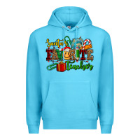 Ocean Blue santa's favorite teacher Premium Hoodie - AdoDesignShop