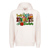 Pale Pink santa's favorite teacher Premium Hoodie - AdoDesignShop