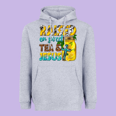 Raised On Sweet Tea And Jesus Heavyweight Hoodie Designed By Texasbilliewilder