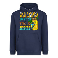Navy raised on sweet tea and jesus Heavyweight Hoodie - texasbilliewilder