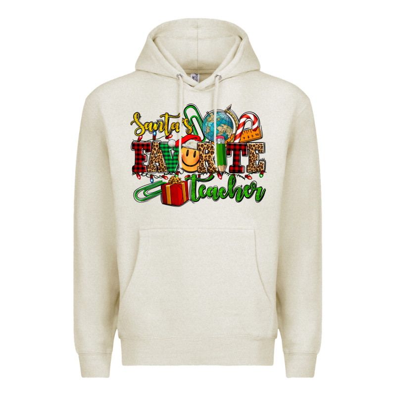 Santa's Favorite Teacher Premium Hoodie by AdoDesignShop | Teevron
