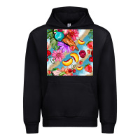 Black flowers ice cream fruit Urban Hoodie - BundleAndBundleShop