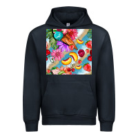 Navy flowers ice cream fruit Urban Hoodie - BundleAndBundleShop