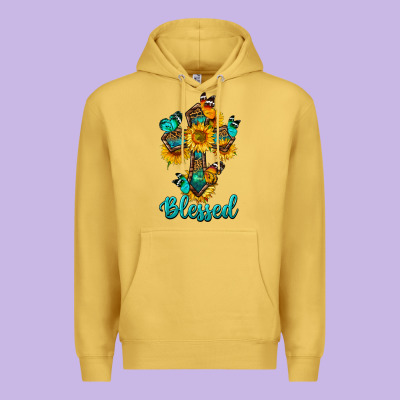 Cross With Butterfly Blessed Premium Hoodie Designed By Bundleandbundleshop
