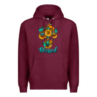 Burgundy cross with butterfly blessed Premium Hoodie - BundleAndBundleShop