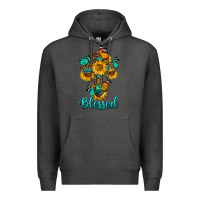 Charcoal Heather cross with butterfly blessed Premium Hoodie - BundleAndBundleShop