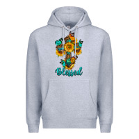 Heather Grey cross with butterfly blessed Premium Hoodie - BundleAndBundleShop