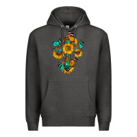 Charcoal Heather cross with butterfly Premium Hoodie - BundleAndBundleShop