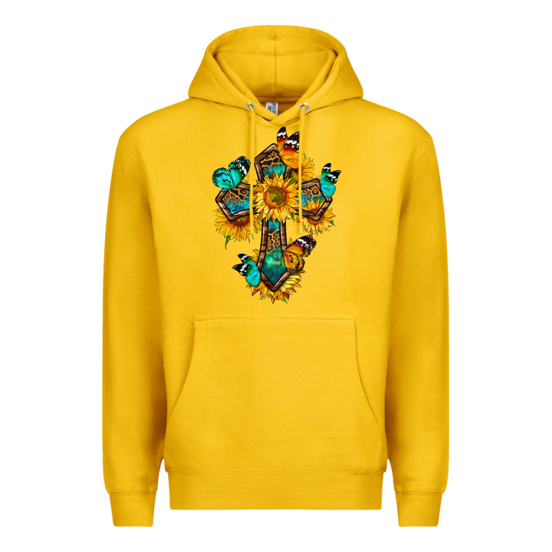Cross With Butterfly Premium Hoodie by BundleAndBundleShop | Teevron