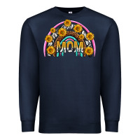 Navy mom with sunflower rainbow mothers day Premium Sweatshirt - texasbilliewilder