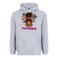 Heather Grey small business afro messy bun Heavyweight Hoodie - texasbilliewilder
