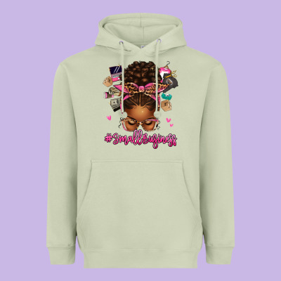 Small Business Afro Messy Bun Heavyweight Hoodie Designed By Texasbilliewilder