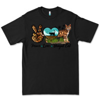 Black Peace Love Bengal Cat Premium Tee - LillyAllenDesigns