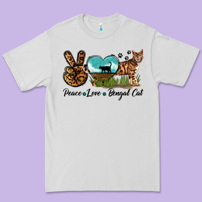 Peace Love Bengal Cat Premium Tee Designed By Lillyallendesigns