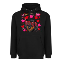 Black valentine's day  dachshund puppy Heavyweight Hoodie - RanaPortraitStore